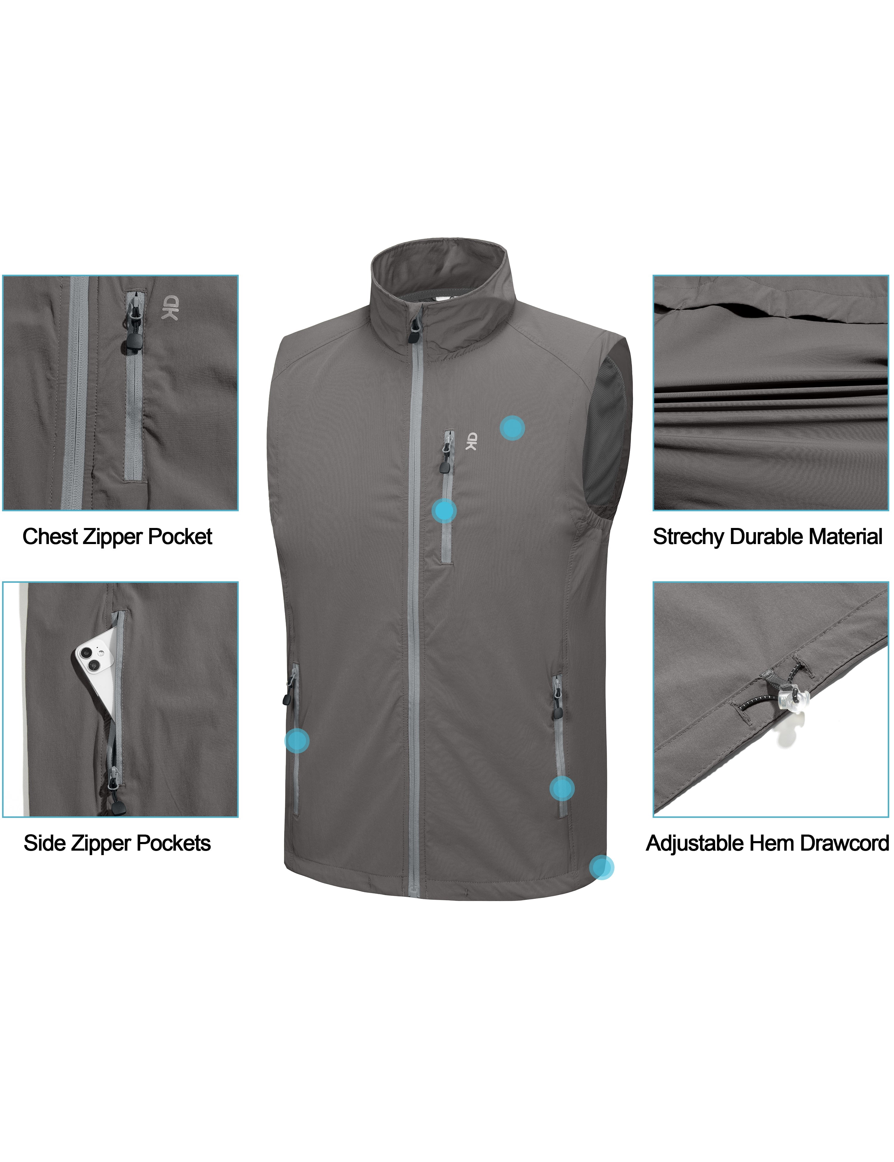 Little Donkey Andy Men's Quick Dry Vest Sleeveless Summer Stretchy Windproof Jacket for Golfing Cycling Running Size XXXL