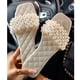 thumbnail image 4 of Amzcrzy Zapatos de mujer,Zapatos de mujer,Zapatillas de mujer, Zapatillas planas informales con decoración de perlas de moda de verano para mujer Sandalias Mujer Zapatillas De Casa, 4 of 5