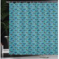thumbnail image 3 of Ambesonne Ocean Shower Curtain, Sharks and Diver Man Cartoon, 69"Wx75"L, Grey and Petrol Blue, 3 of 4