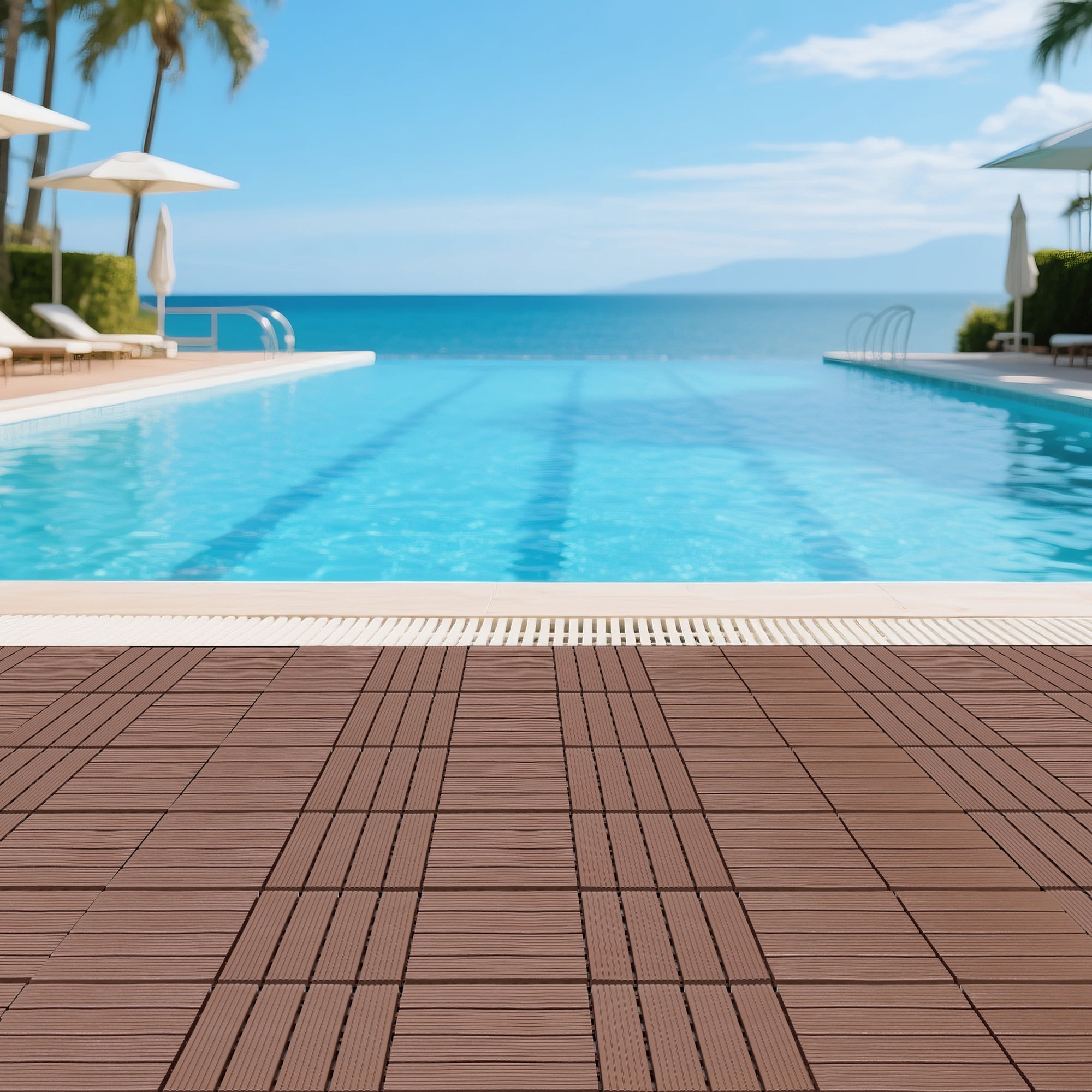 Interlocking Deck Tiles 12x12 Inch Outdoor Flooring, Waterproof PP Patio Floor Tiles DIY