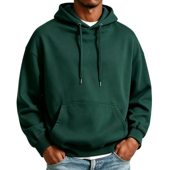 Men's Pullover Hoodie Fall Casual Sweatshirt with Drawstring Hood Kangaroo Pocket Relaxed Fit Hoodies