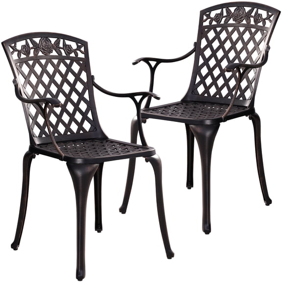 Withniture  Heavy-Duty Outdoor Dining Chairs Set of 2, Metal Patio Dining Chair, Cast Aluminum, Drop Leaf, Weatherproof Patio Furniture - Antique