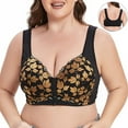 thumbnail image 5 of KHONTS Daisy Front Snap Closure Push up Bras for Women Wireless Plus Size Supportive Lifting Gathering Bra Soft Comfy Breathable Bralettes Black 100F, 5 of 9