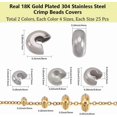 thumbnail image 2 of 200 cuentas de engarce de 8 estilos, 4/5,5/6,5/8 mm, chapadas en oro de 18 quilates, de acero inoxidable 304, con nudos, semicirculares y abiertas., 2 of 6