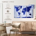 thumbnail image 5 of Elephant Stock Vivid Blue World Map Wall Art - Horizontal Multi Panel Canvas - Living Room Wall Decor - Map Multi Panel - Blue And White Decor - 33" x 20", 5 of 8