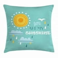 thumbnail image 1 of Quote Throw Pillow Cushion Cover, Weather Elements Sun Clouds Rain and You are My Sunshine Lettering, Decorative Square Accent Pillow Case, 20 X 20 Inches, Baby Blue Pale Blue Yellow, by Ambesonne, 1 of 2