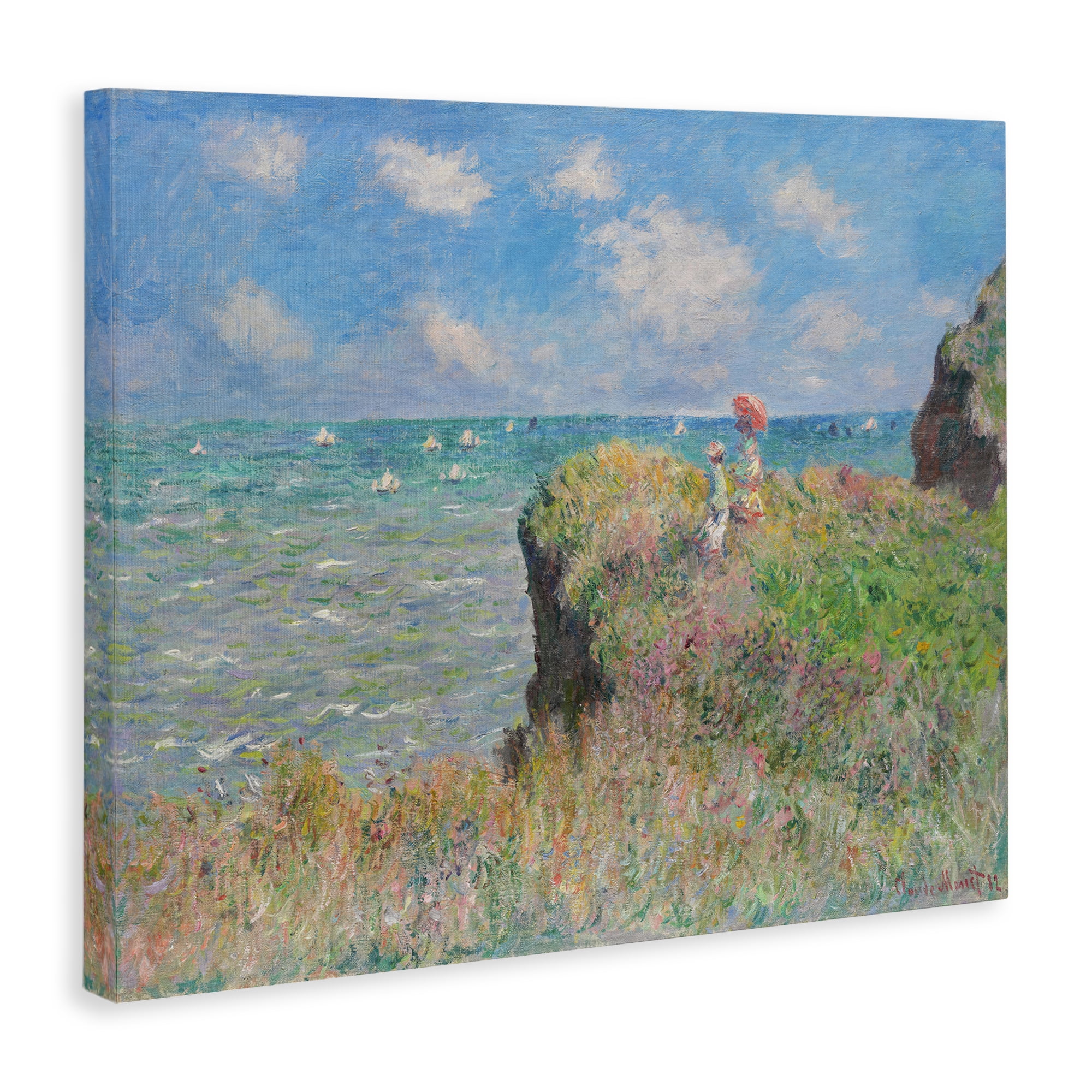 Stupell Industries Classic Monet Cliff Walk Landscape & Nature Painting Wrapped Canvas Art Print Wall Art, 48 x 36