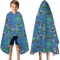 thumbnail image 3 of Blue Cartoon Dinosaurs Landscape Pattern Hooded Bath Towel，60"x35" for Ages 3 To 12 Kids, Quick Dry Lightweight Soft Microfiber Hood Beach Towel Cover Up for Kids, 3 of 7