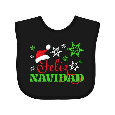 

Inktastic Feliz Navidad with Santa Hat and Green Snowflakes Gift Baby Boy or Baby Girl Bib