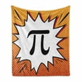 thumbnail image 1 of Pi Soft Flannel Fleece Throw Blanket, Greek Letter in Comic Book Style with Half Tone Dots, Cozy Plush for Indoor and Outdoor Use, 70" x 90", Orange Grey, by Ambesonne, 1 of 5