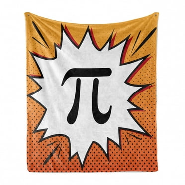 Pi Soft Flannel Fleece Throw Blanket, Greek Letter in Comic Book Style with Half Tone Dots, Cozy Plush for Indoor and Outdoor Use, 60" x 80", Orange Grey, by Ambesonne