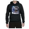 thumbnail image 2 of Wild Bobby, Wolves and the Moon in the Winter Night | Mens Animal Lover Hooded Sweatshirt Graphic Hoodie, Black, Small, 2 of 3