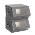 thumbnail image 1 of Bidones de almacenamiento SONGMICS apilables, juego de 2 con tapas, color gris oscuro, 1 of 9