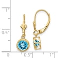 thumbnail image 2 of 14k 6mm Round Blue Topaz Bezel Leverback Dangle Earrings XLB101BT, 2 of 2