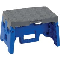 Folding Step Stool, 1-Step, 300 lb Capacity, 8.5" Working Height, Blue/Gray
