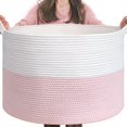 thumbnail image 1 of Cesta de almacenamiento INDRESSME XXX. cuerda grande de algodón rosa de 55 x 55 x 35 cm, 1 of 6