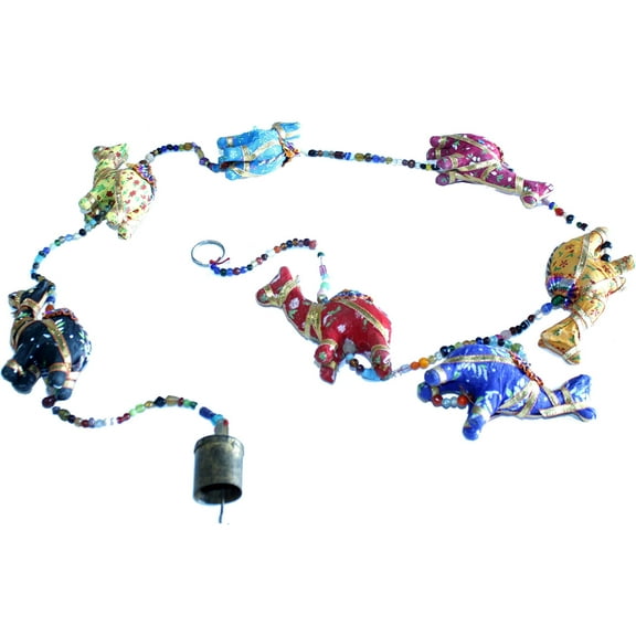 Holy Land Market Colored clothed Camels with metal bell from Jerusalem (140 cm - 55 Inches)