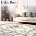 thumbnail image 2 of ODIKA 4'x6' Machine Washable Non-Slip Area Rug, Floral Vinework With Intertwined Petal Motifs And Medallion High Traffic Rug, Ivory, 65236, 2 of 7