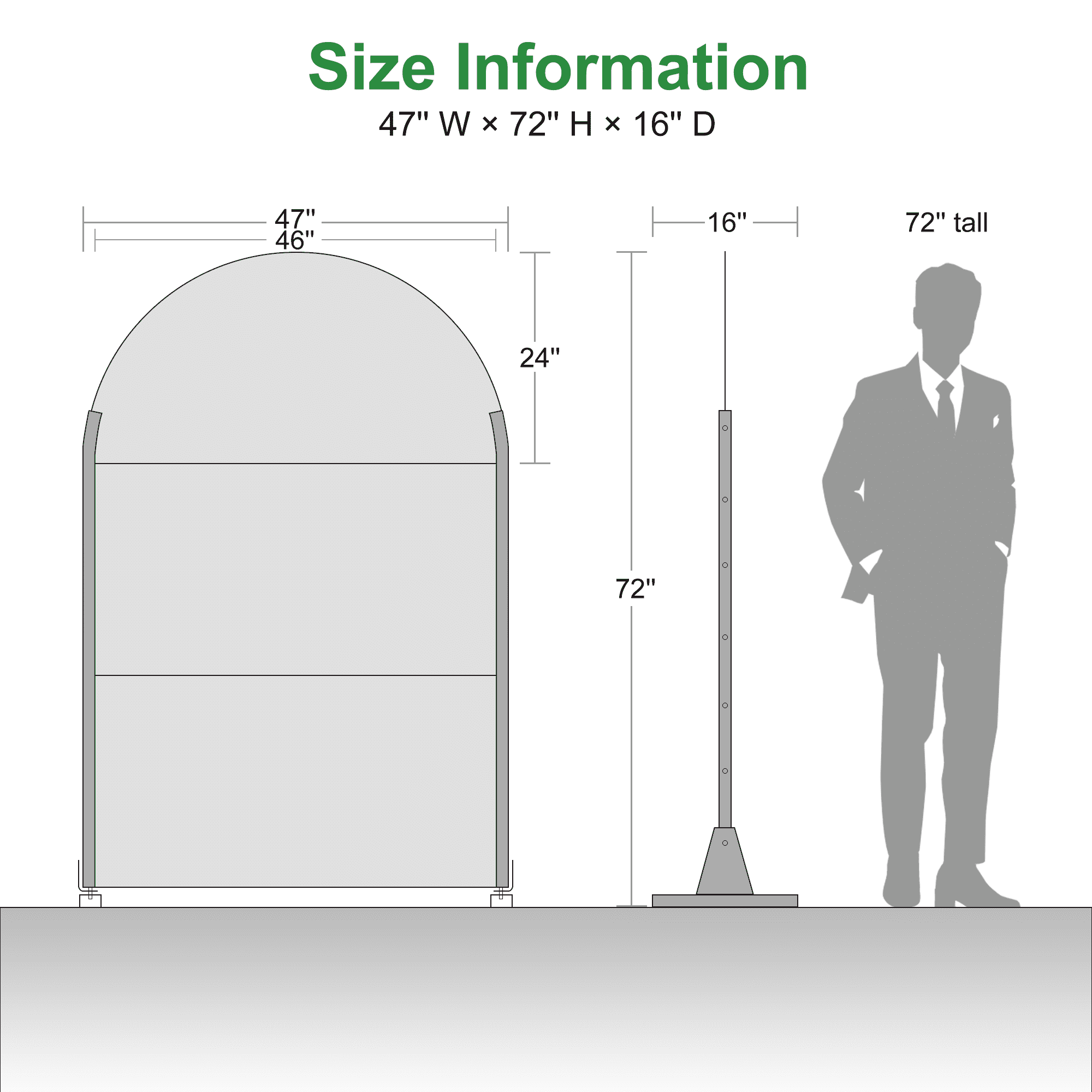 MAYEERTY 72 × 47in Arched Outdoor Privacy Screen with Stand Metal Patio Decorative Screen, Black