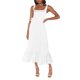 thumbnail image 1 of Sunloudy - Vestido informal para mujer, color sólido, doble lazo lateral, parte inferior con tirantes, abertura alta, dobladillo con volantes, vestido largo Sunloudy moda, 1 of 9