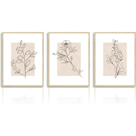 Neutral Botanical Wall Art Minimalist Abstract Flower Wall Art Vintage Beige Plant Line Art Modern Artwork for Bedroom Living Room 12x16 in Unframed