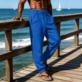 thumbnail image 4 of Hearthz Sweatpants for Men Cotton Elastic Drawstring Mens Athletic Pants Solid Color Workout Jogger Pants Men with Pocket Blue M, 4 of 4