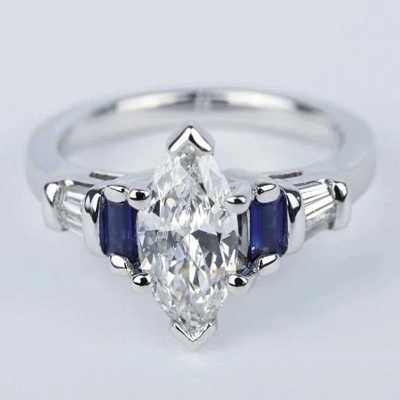 Mahablijewels Trendy For Women's Marquise Cut Cubic Zirconia in 14K White Gold Plated Band Ring