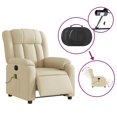 thumbnail image 3 of vidaXL Electric Massage Recliner Chair Cream Fabric, 3 of 5