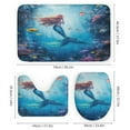 thumbnail image 3 of Mermaid Glitter Fish Scale Girls 4 Pcs Shower Curtain Set with Rug Bathroom Sets with Waterproof Fabric And Non-Slip Rugs Toilet Lid Cover Bath Mat Decor with Hooks, 3 of 7