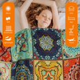 thumbnail image 5 of Vintage Turkish Throw Blanket, Colorful Patchwork Design Ethnic Inspired Pattern Ornamental Squares, Flannel Fleece Throw Blanket Soft Couch Cover for Kids, 50" x 60", Orange Mustard, 5 of 6