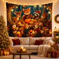 thumbnail image 3 of Woodland Animals Harvest Feast in a Twilight Forest, Whimsical Illustration for Nature Lovers, Cozy Autumn Wall Art, Thanksgiving Gift Tapestry Wall Hanging for Living Room and Bedroom, 3 of 7