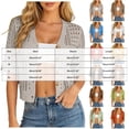 thumbnail image 4 of COMVALUE Women's Crochet Cardigan Sweaters Lightweight Summer Boho Open Front Knit Shrug 1/2 Sleeve Beach Cover Up Black L, 4 of 5