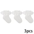 thumbnail image 2 of LYMAYTER 0-8Y 3 Pack Kids Girls Socks Toddler Solid Color Ruffle Socks Summer Mesh Bow Princess Socks, 2 of 7