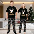 thumbnail image 2 of LuLiaMenton Matching Couples Christmas Pajamas Reindeer Lights Short Sleeve Long Pants Set, 2 of 5