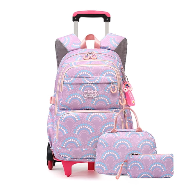 Mochila enrollable Mfikaryi para niñas con lonchera y estuche para lápices