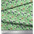 thumbnail image 3 of Soimoi Poly Georgette Fabric Tree & House Architectural Printed Craft Fabric by The Yard 42 Inch Wide, 3 of 5