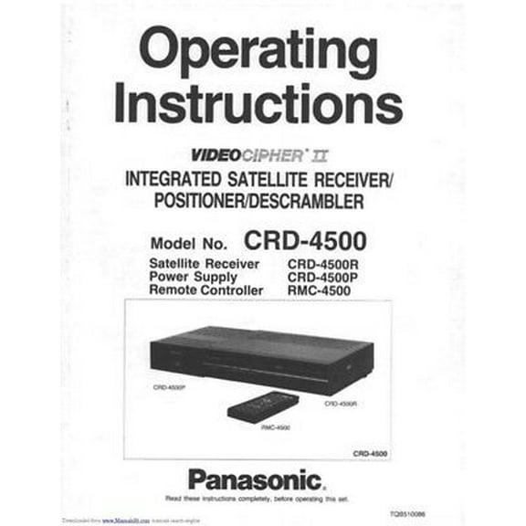 Instruction Manual ONLY for Panasonic CRD-4500R Blu-ray Player Owners Instruction Manual REPRINT