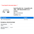 thumbnail image 2 of Spark Plug Wire Set - Compatible with 1986 - 1987 Mazda B2000 2.0L 4-Cylinder, 2 of 2