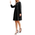 thumbnail image 4 of Vestido Chic para Mujer Inspire Otoño Babydoll Casual de Manga Larga con Lazo Frontal Vestidos Lindos Túnica L Negro, 4 of 6