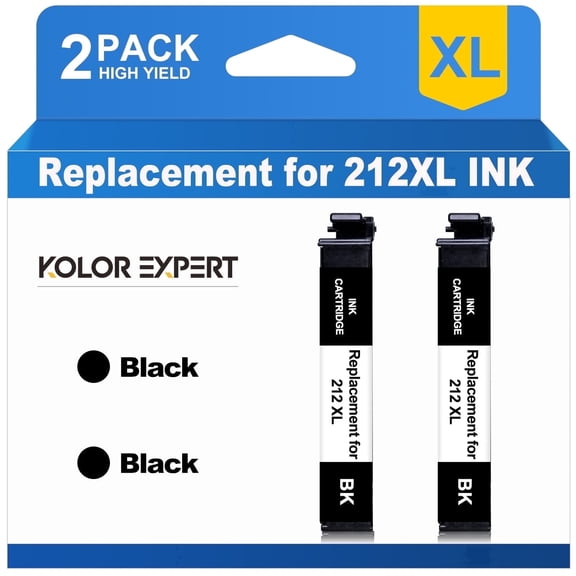 212xl Black Ink Cartridge Compatible for Epson 212 T212 Ink for WF-2850 WF-2830 XP-4100 XP-4105 Printer(2-Pack)