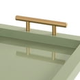 thumbnail image 4 of Kate and Laurel Halsey Rectangle Decorative Narrow Tray with Gold Metal Handles, 24 x 10, Green and Gold, Modern Glam Slim Serving Tray with Handles for Living Room Decor, 4 of 9