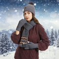thumbnail image 2 of Women Fall Fashion Winter Knitted Scarf for Fashionable Thermal Ear Cold Weather,Color:Grey, 2 of 4