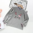 thumbnail image 2 of Girl Clothes 7/8 Toddler Little Girls Long Sleeve Ruffle Cotton T Shirts Bunny Graphic Top Shirts Casual Blouse Z0B-Grey, 5-6 Years, 2 of 5