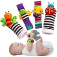 thumbnail image 1 of Bonitos calcetines suaves de animales, juguetes, sonajeros de mu?eca y buscadores de pies para mariposas divertidas y mariquitas, juego de 4 Uds. LingWen 8390605154126, 1 of 1