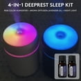 thumbnail image 4 of DeepRest Sleep Kit: Dark Grey Humidifier + Lavender Oil (2X Pack) Dreamy Sleep In Dry Weather: Lavender & Sandalwood Mini Humidifier For Bedroom | 3-In-1 Night Light & Aroma Diffuser, 4 of 10
