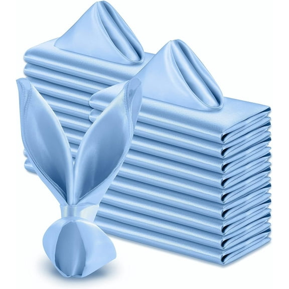 ERDOUY Polyester Napkins, 16.92 x 16.92 Inch, Washable Dinner Fabric Napkins for Restaurant, Wedding and Holiday Pack of 10 -Light Blue