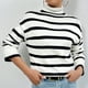 thumbnail image 1 of Prendas de punto a rayas de colores de contraste europeos y americanos para mujer 2023 Otoño e Invierno Tops de punto ajustados suéter con cuello alto, 1 of 3