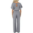 thumbnail image 5 of Wdgfv Womens Loose Short Sleeve Belted Wide Leg Pant Romper Jumpsuit Business Casual One Piece Outfits, 5 of 6