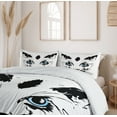 thumbnail image 6 of Ambesonne Animal Duvet Cover Sets, Big Cat Face Pet Sketchy, 2-King, Sky Blue White and Black, 6 of 7