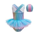 thumbnail image 5 of WERYOUNG Girl's One-Piece Swimsuits Shiny Sleeveless Scoop Neck Sequin Swimwear With Swim Cap Beach Pool Party Soft Breathable Beachwear, 5 of 5